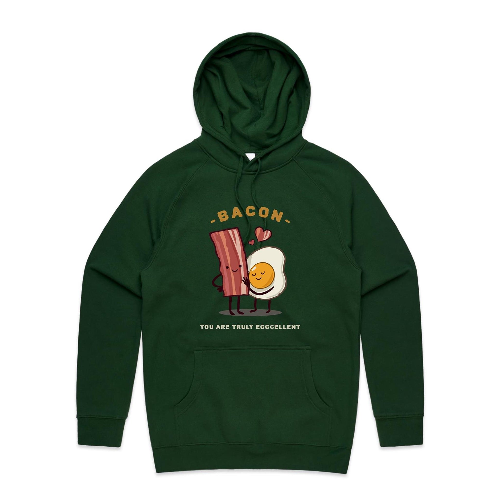 Bacon, You Are Truly Eggcellent - Supply Hood Forest Green Mens Supply Hoodie Food