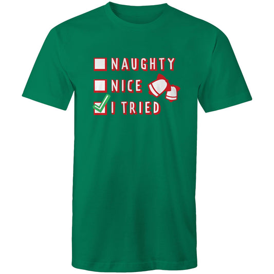 Santa's List, Naught, Nice, I Tried, Christmas - Mens T-Shirt