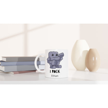 Pesonalise - I Rock - White 11oz Ceramic Mug Personalised Mug customise Music personalise