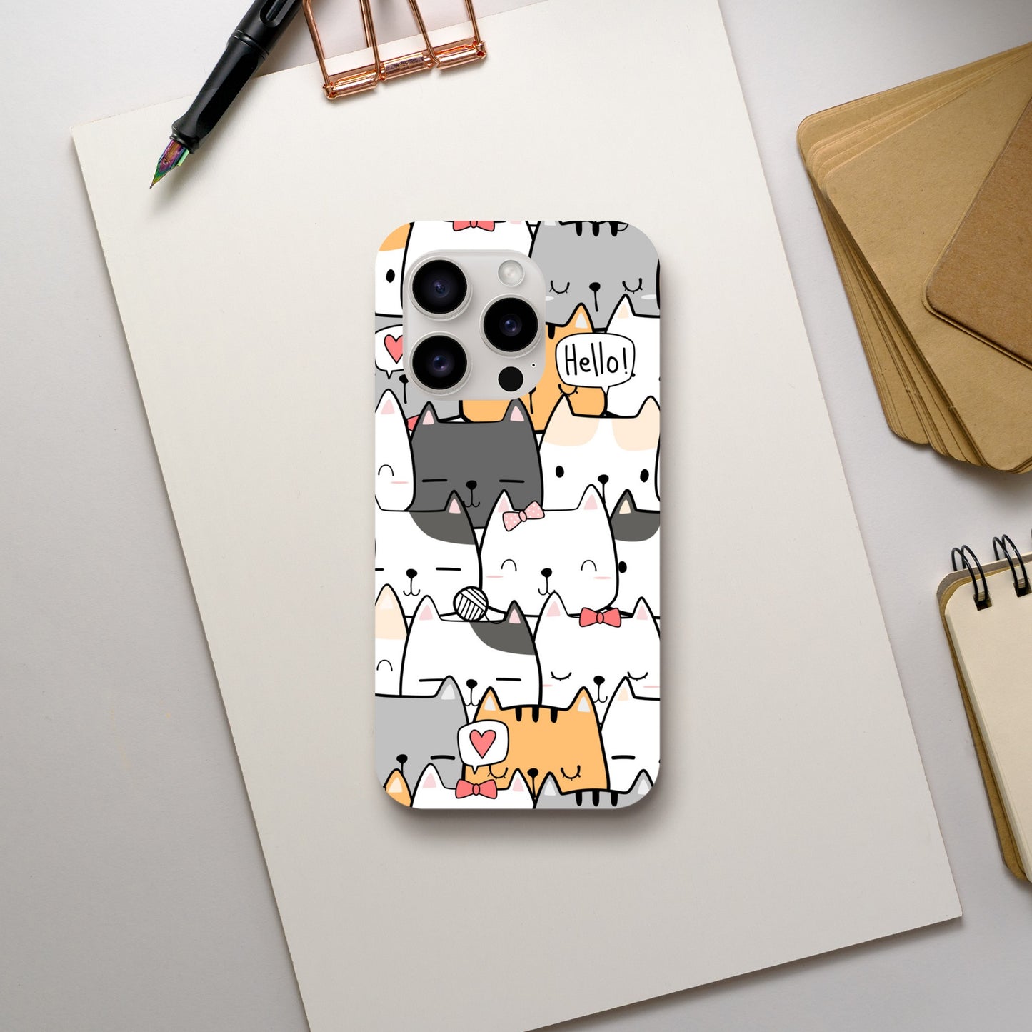 Cat Hello - Phone Tough Case iPhone 15 Pro Phone Case