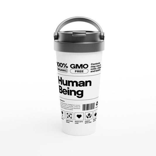 Human Being Product Description, Definition - White 15oz Stainless Steel Travel Mug Default Title Travel Mug Funny Globally Fulfilled