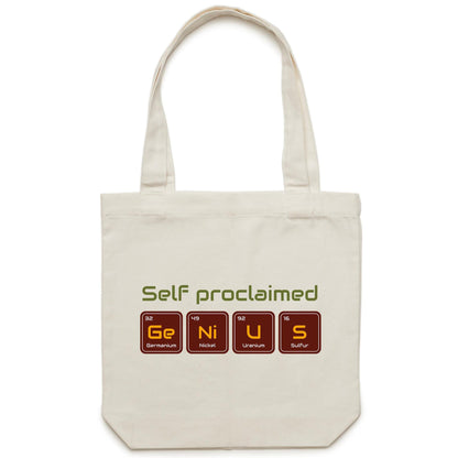 Self Proclaimed Genius, Periodic Table - Canvas Tote Bag Cream One Size Tote Bag Science