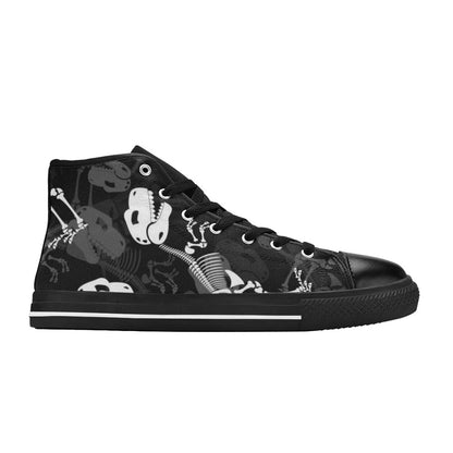 Dinosaur Skeleton - Men's High Top Canvas Shoes