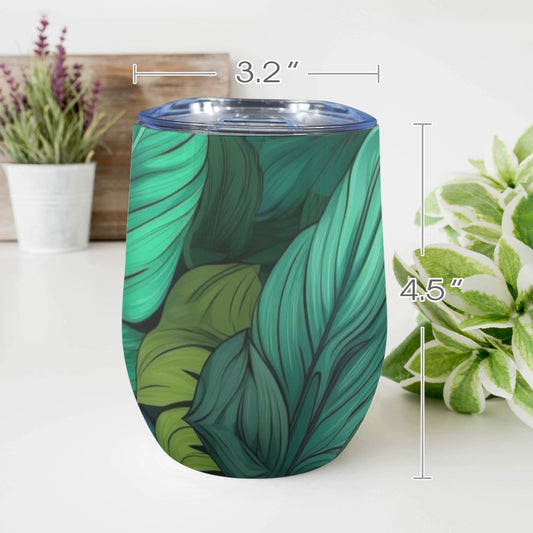 Tropical Leaves - 12oz Wine Tumbler