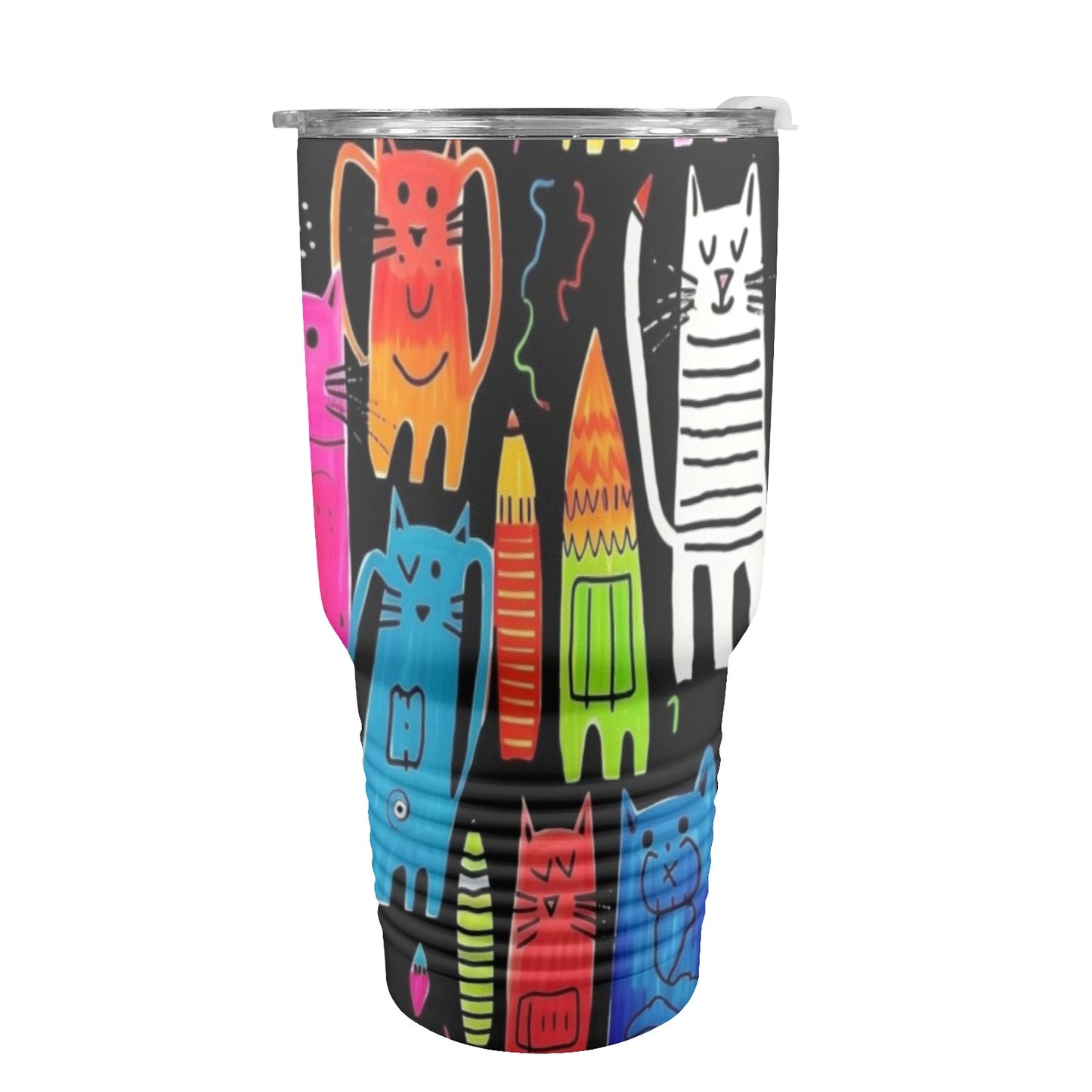 Colourful Cats - 30oz Insulated Stainless Steel Mobile Tumbler