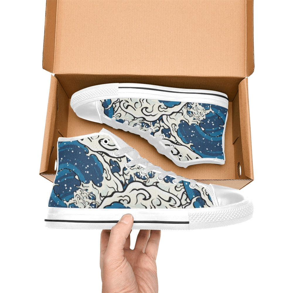 Waves - Women's High Top Canvas Shoes