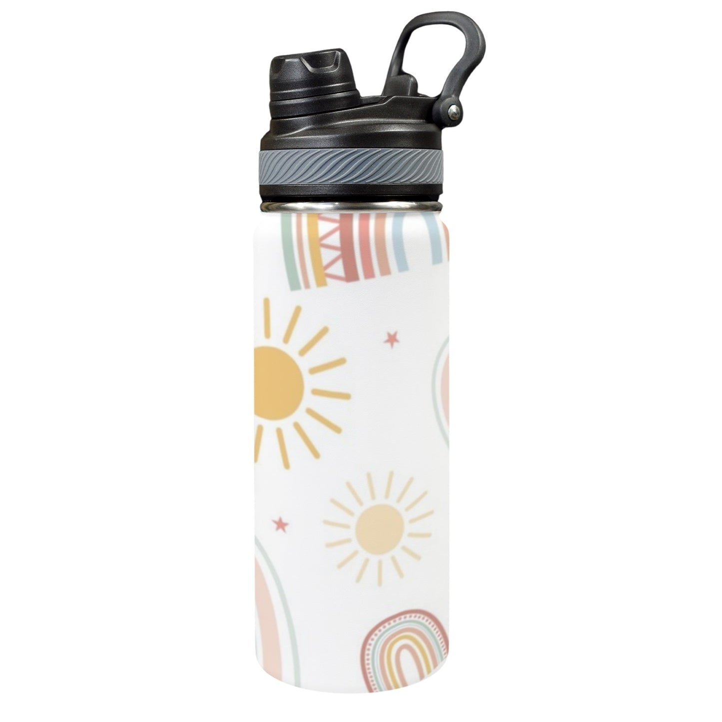 Pastel Rainbows - Insulated Water Bottle with Dual-Use Lid (18oz)