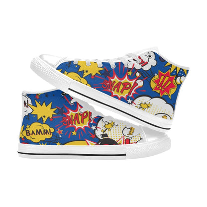 Blue Comic Book - Men's High Top Canvas Shoes