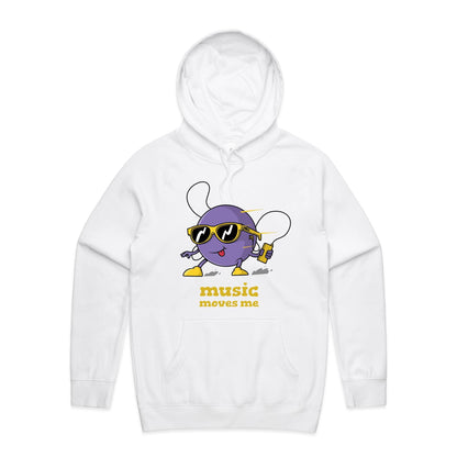 Music Moves Me, Earbuds - Supply Hood White Mens Supply Hoodie Music