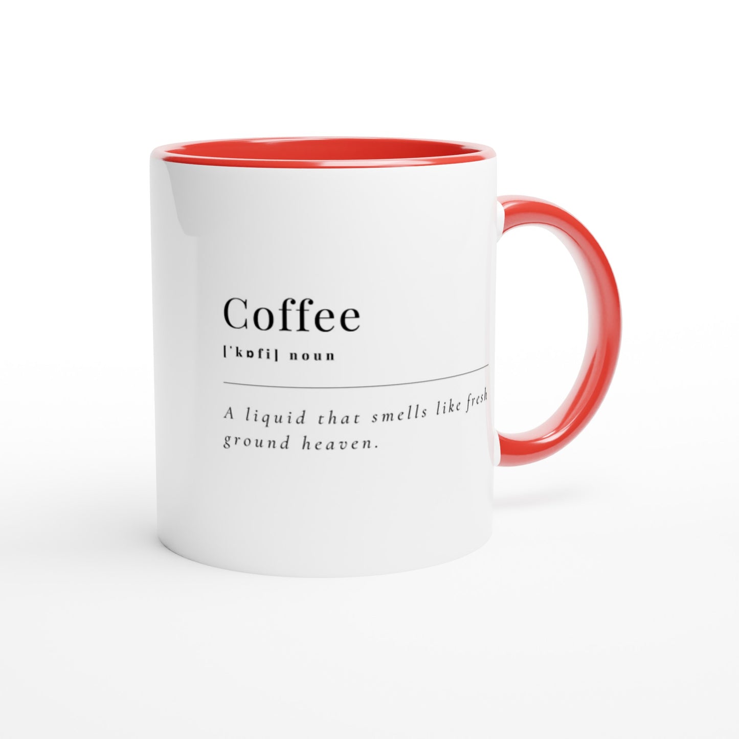 Coffee Definition - White 11oz Ceramic Mug with Colour Inside Ceramic Red Colour 11oz Mug Coffee Globally Fulfilled