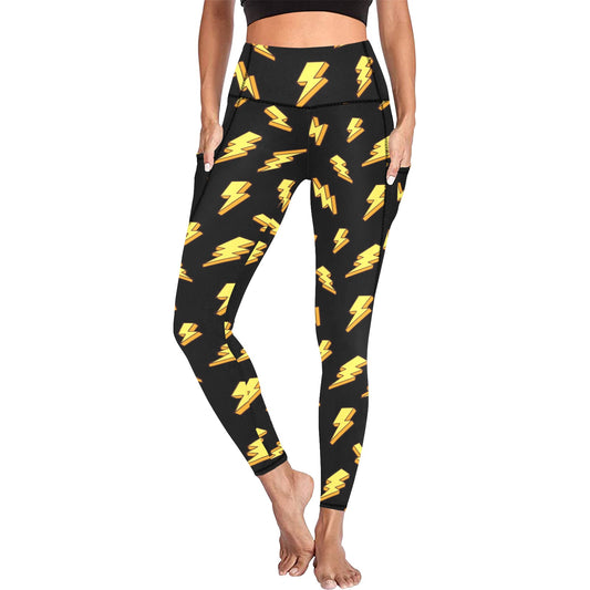 Lightning Bolts - Women's Leggings with Pockets