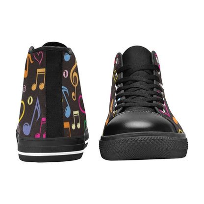 Music Notes - Women's High Top Canvas Shoes