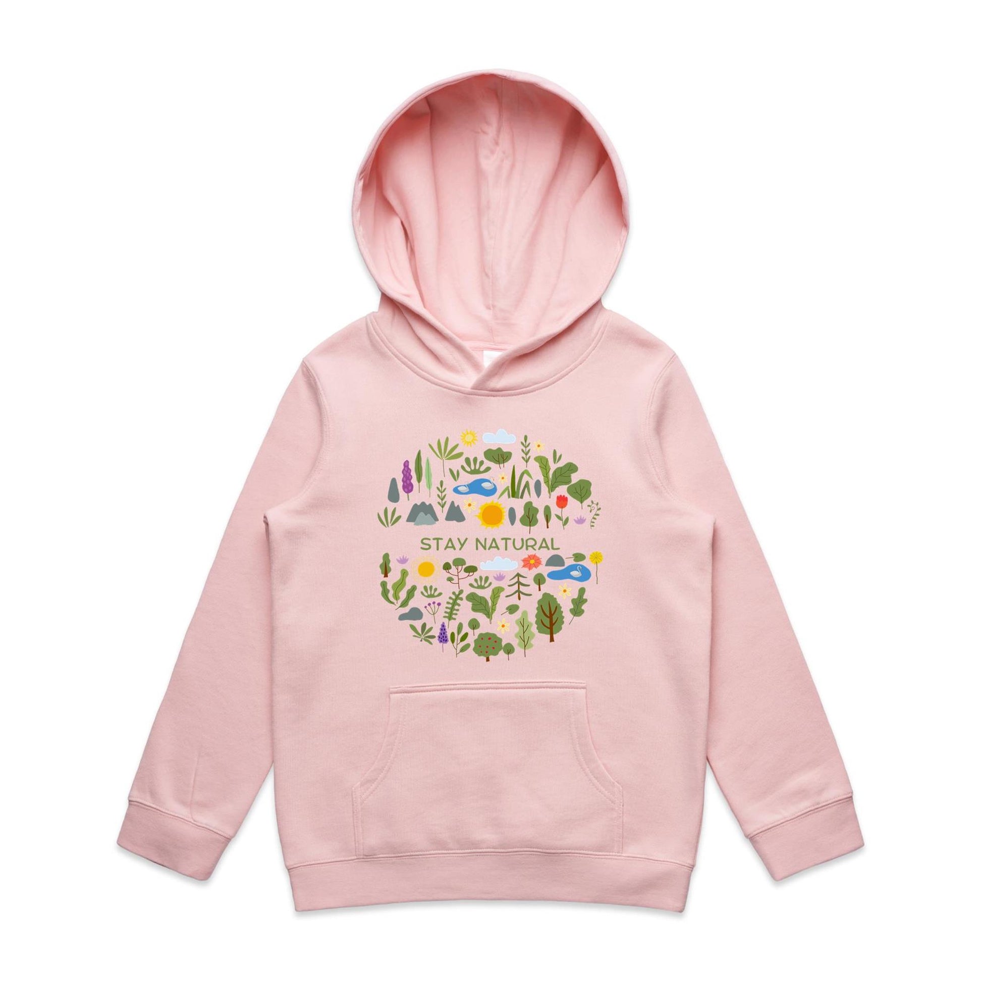 Stay Natural - Youth Supply Hood Pink Kids Hoodie Plants