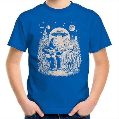 Alien And Bigfoot Playing Guitar - Kids Youth T-shirt