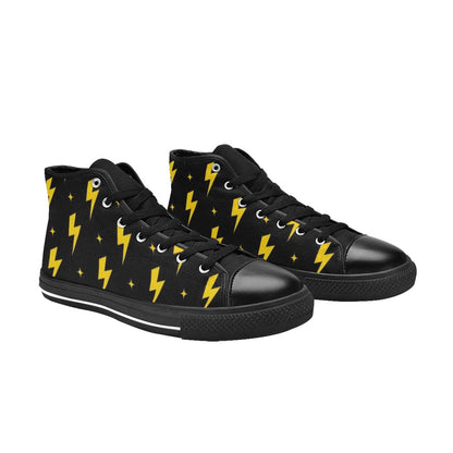 Yellow Lightning - Women's High Top Canvas Shoes