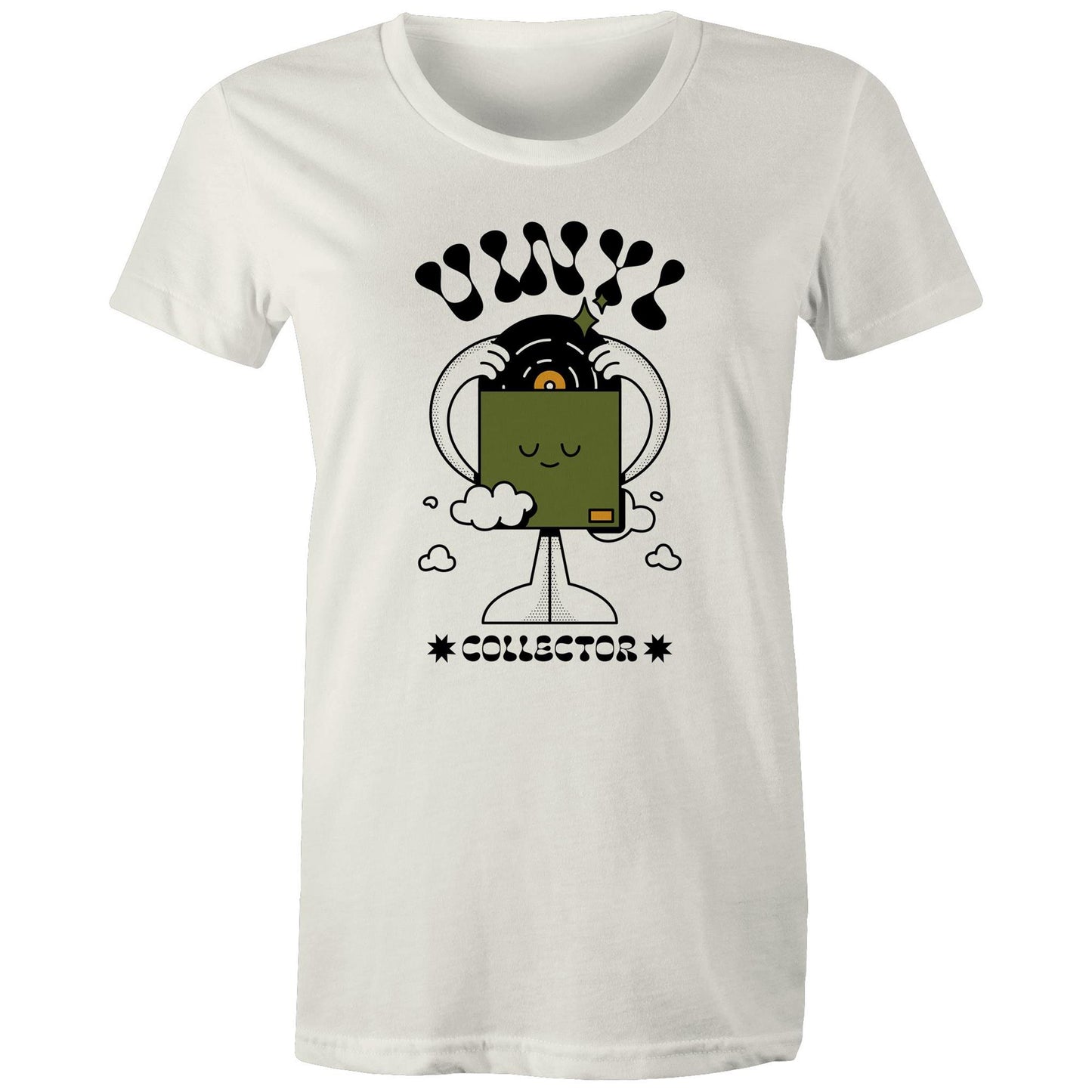 Vinyl Collector, Records - Womens T-shirt Natural Womens T-shirt Music Printed In Australia Retro