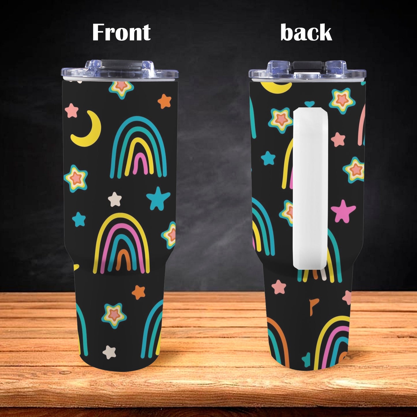 Rainbows - 40oz Tumbler with White Handle