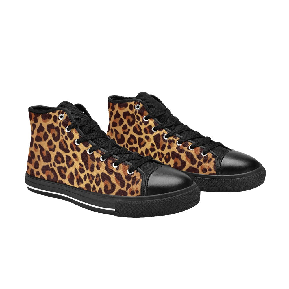 Leopard Print - Women's High Top Canvas Shoes