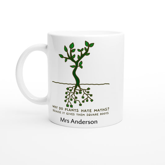 Personalise - Square Roots - White 11oz Ceramic Mug Default Title Personalised Mug customise Maths personalise Plants Science