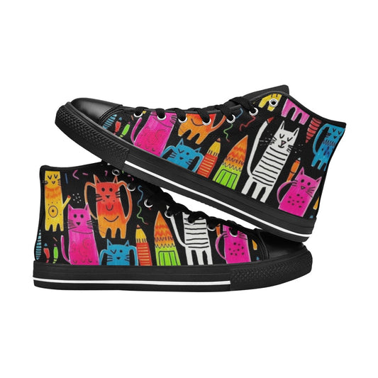 Colourful Cats - Women's High Top Canvas Shoes