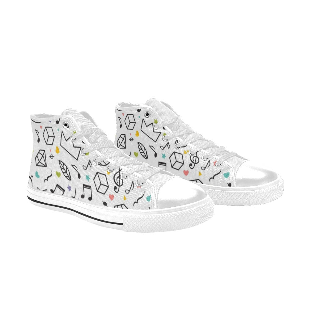 Music Time - Women's High Top Canvas Shoes