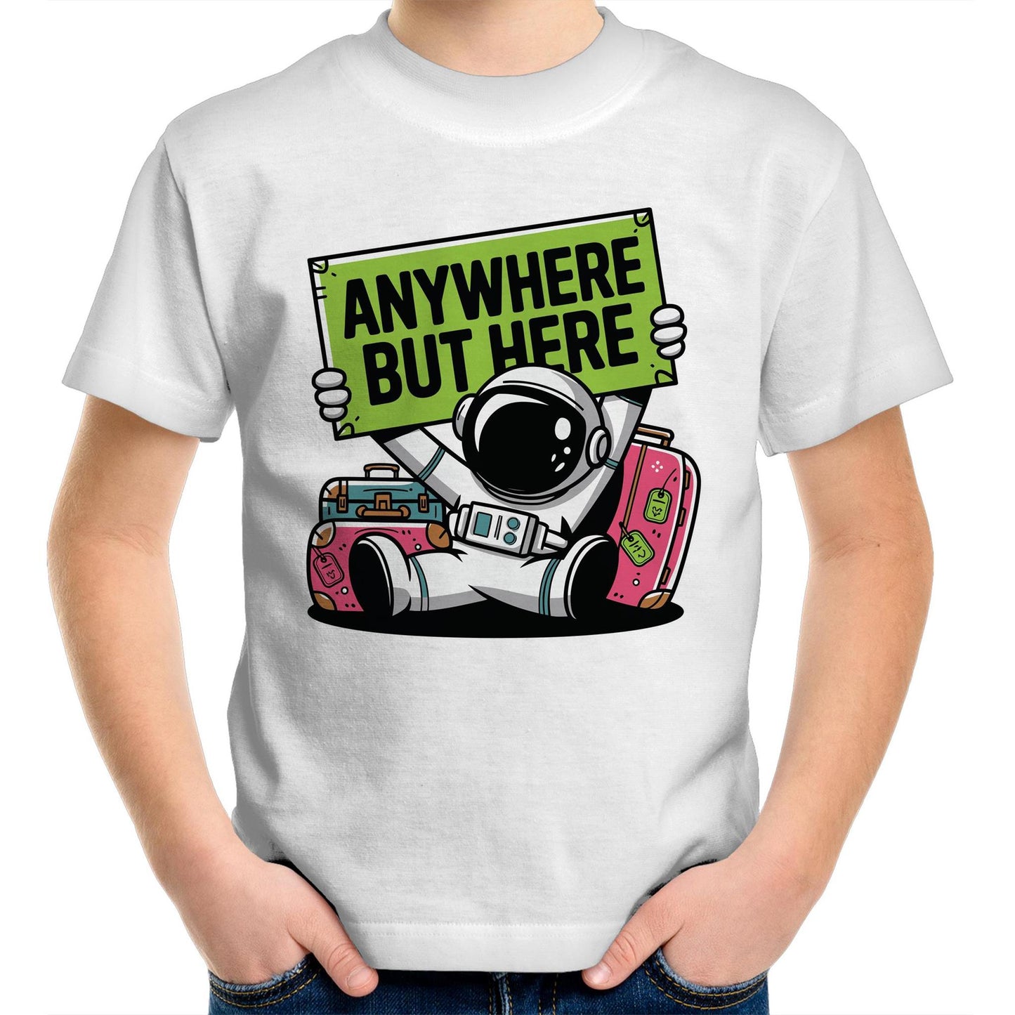 Astronaut, Anywhere But Here - Kids Youth T-Shirt