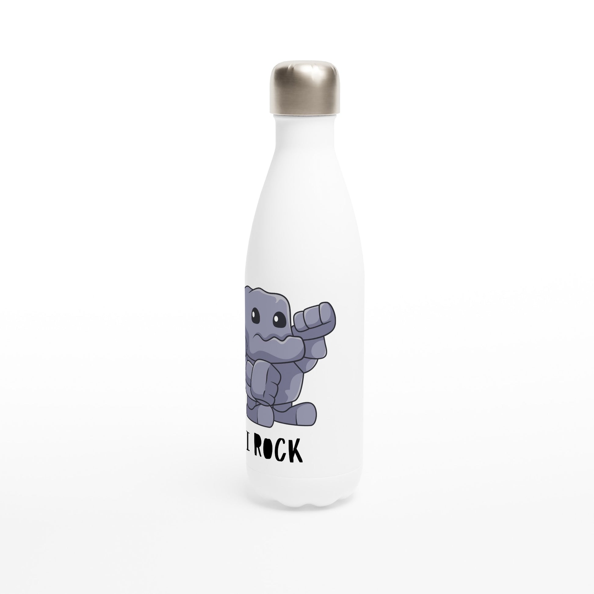 I Rock - White 17oz Stainless Steel Water Bottle White Water Bottle Globally Fulfilled Music