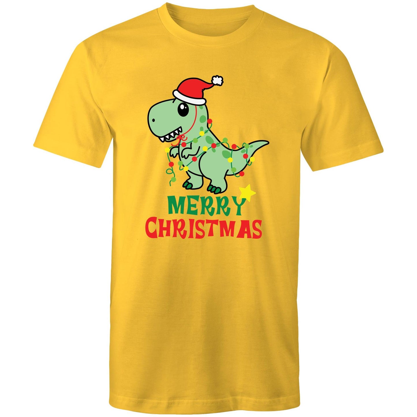 Dinosaur Santa, Merry Christmas - Mens T-Shirt