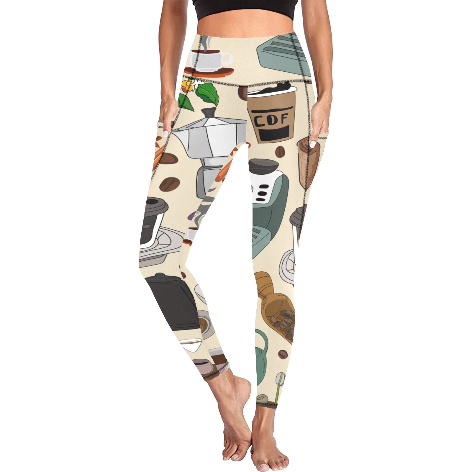 All The Coffee - Women's Leggings with Pockets Women's Leggings with Pockets S - 2XL Coffee