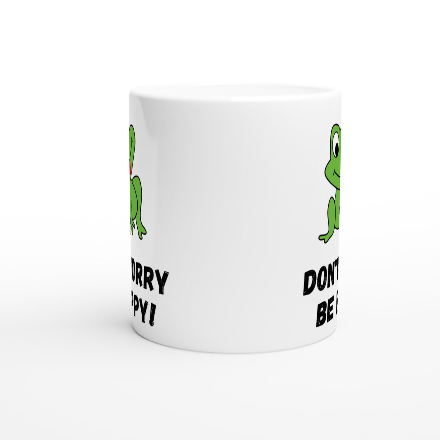 Don't Worry Be Hoppy, Frog - White 11oz Ceramic Mug White 11oz Mug animal Globally Fulfilled Positivity