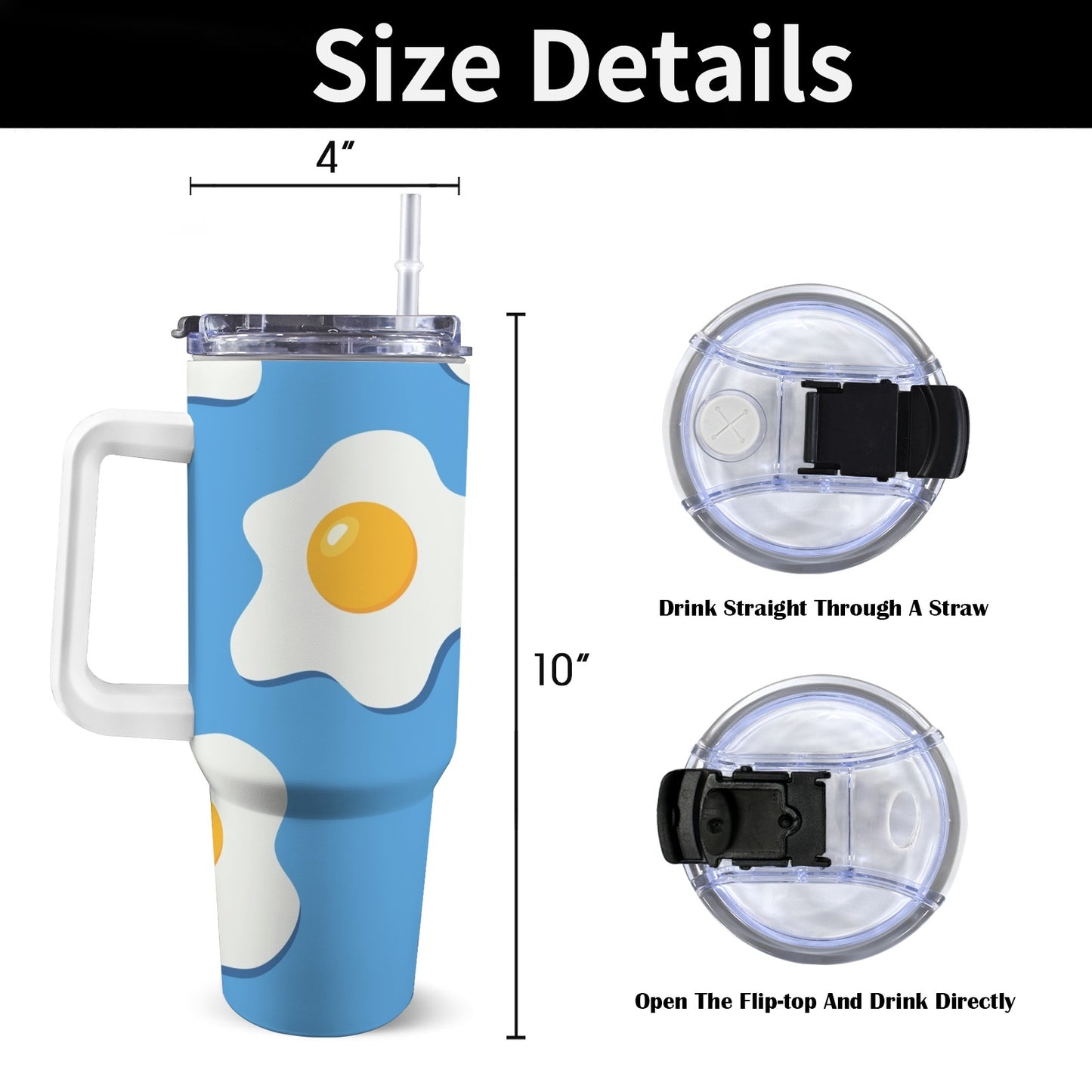 Fried Eggs - 40oz Tumbler with White Handle