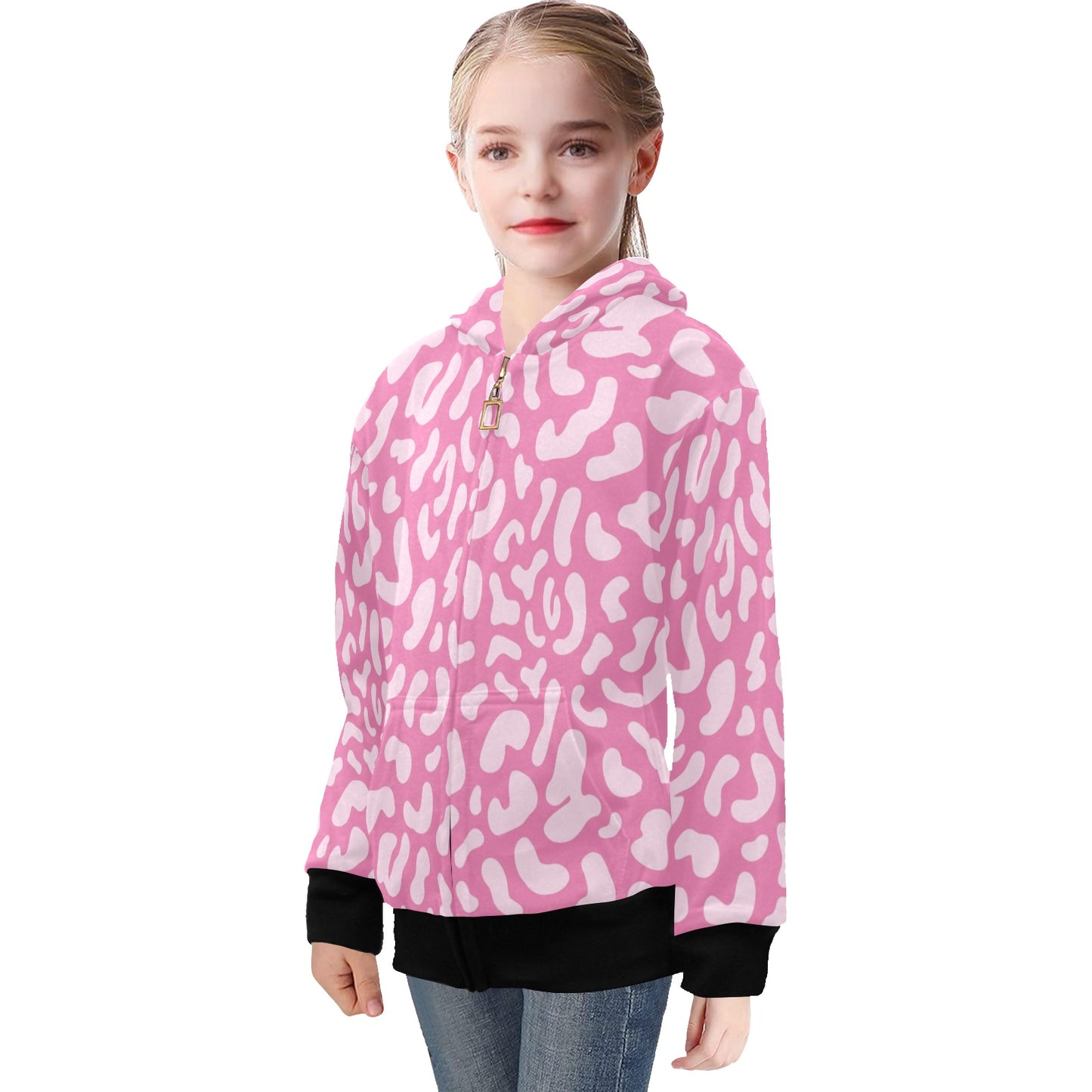 Pink Leopard - Senior Girls Zip Up Hoodie