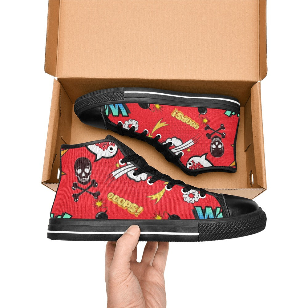 Comic Book Red - Men's High Top Canvas Shoes