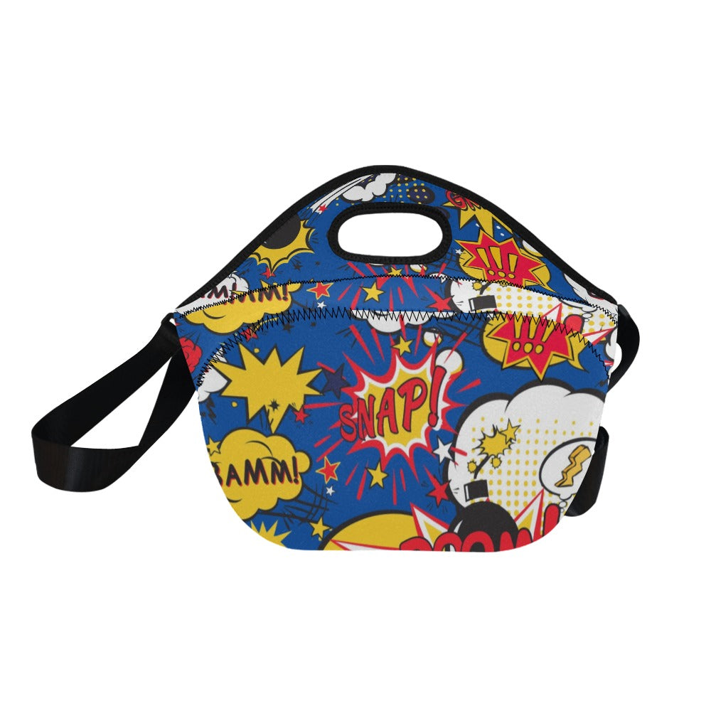 Blue Comic Book - Neoprene Lunch Bag/Large Neoprene Lunch Bag/Large comic Printed Offshore