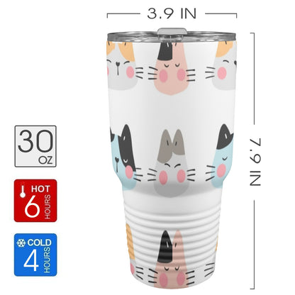 Cat Faces - 30oz Insulated Stainless Steel Mobile Tumbler