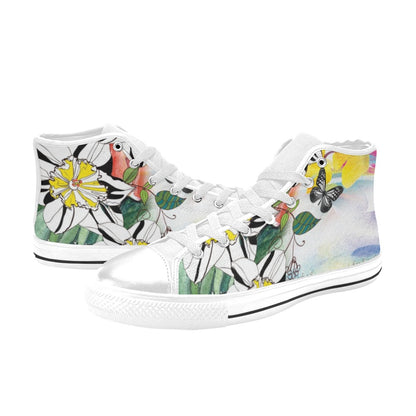 Floral Butterfly - Women's High Top Canvas Shoes