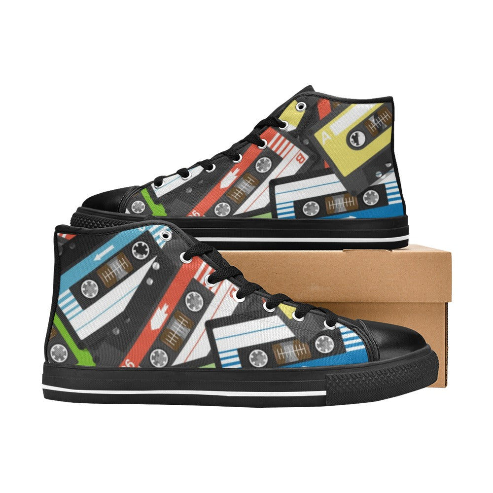 Cassette Tapes - Women's High Top Canvas Shoes