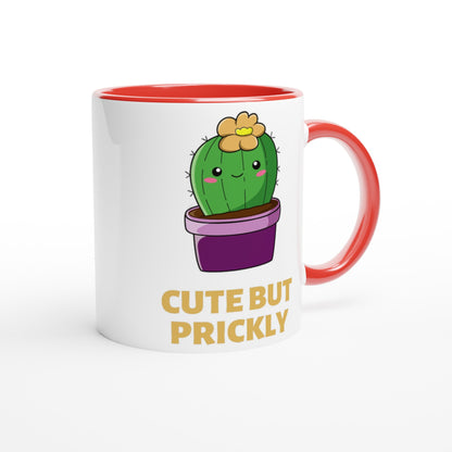 Cactus, Cute But Prickly - White 11oz Ceramic Mug with Colour Inside Colour 11oz Mug Globally Fulfilled Plants