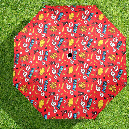 Comic Book Red - Semi-Automatic Foldable Umbrella