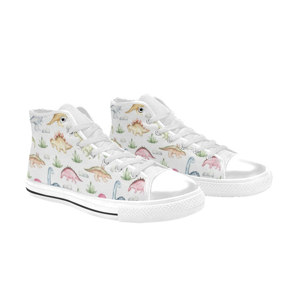 Dinosaur Garden - Kids' High Top Canvas Shoes