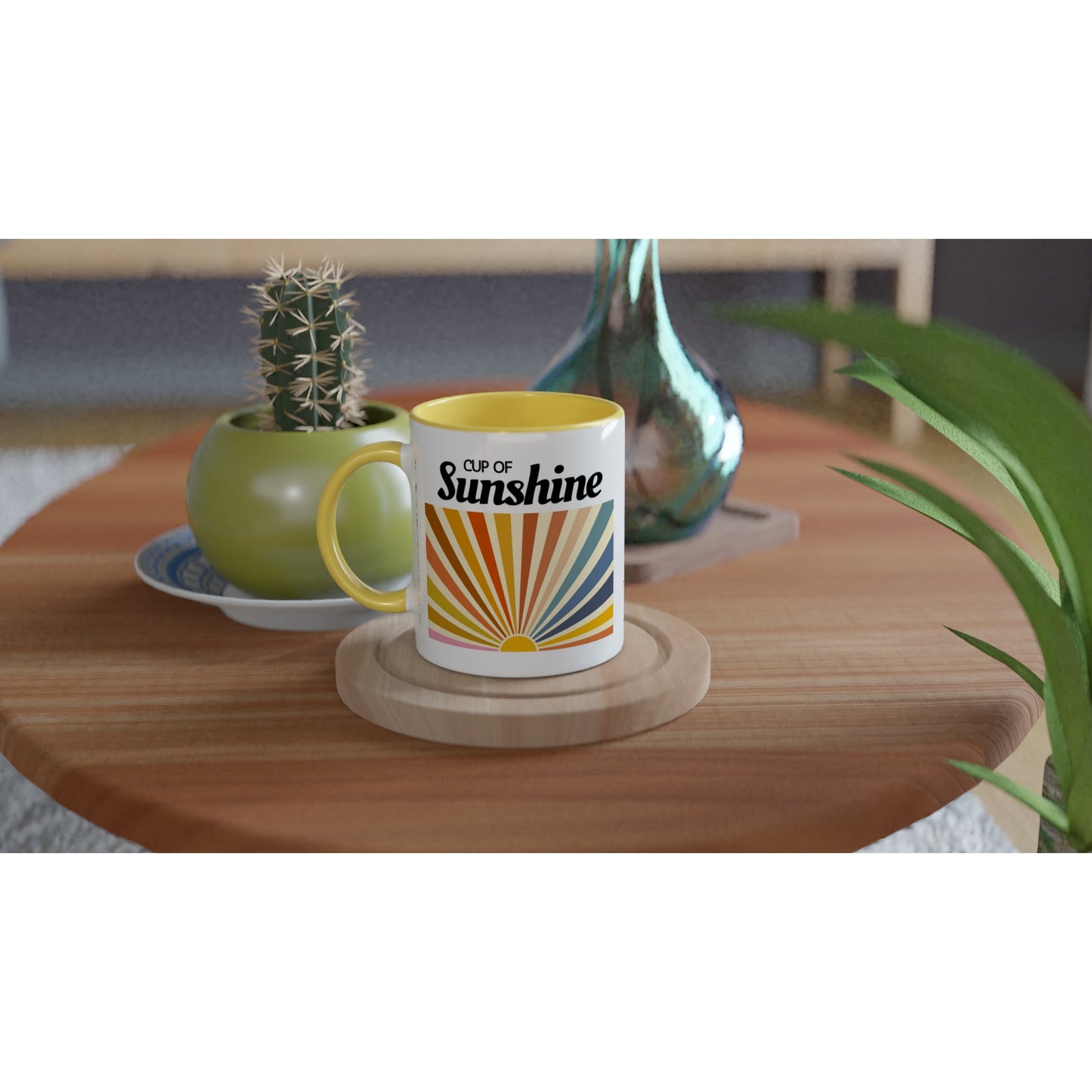 Cup Of Sunshine - White 11oz Ceramic Mug with Colour Inside Colour 11oz Mug Globally Fulfilled retro