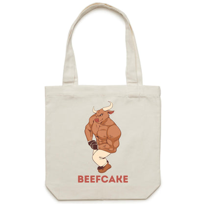 Beef Cake - Canvas Tote Bag Cream One Size Tote Bag Printed In Australia