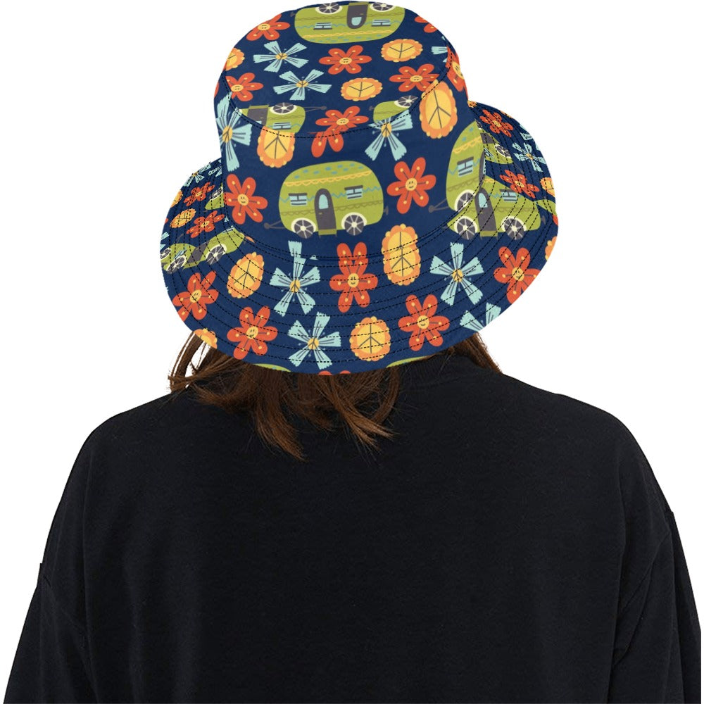 Hippy Caravan - Womens Bucket Hat Womens Bucket Hat Printed Offshore Retro