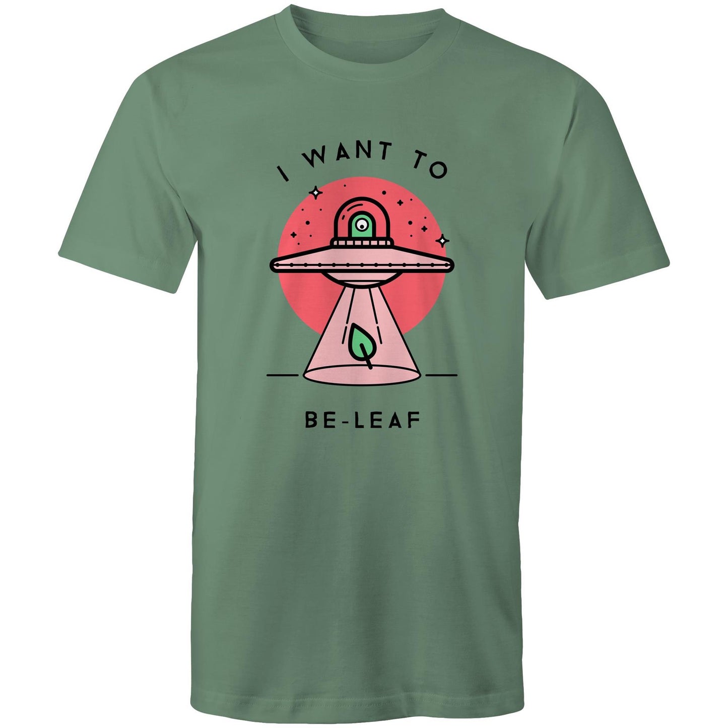 I Want To Be-Leaf, UFO - Mens T-Shirt Sage Mens T-shirt Sci Fi