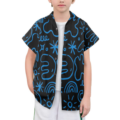 Blue Squiggle - Senior Boys Hawaiian Shirt