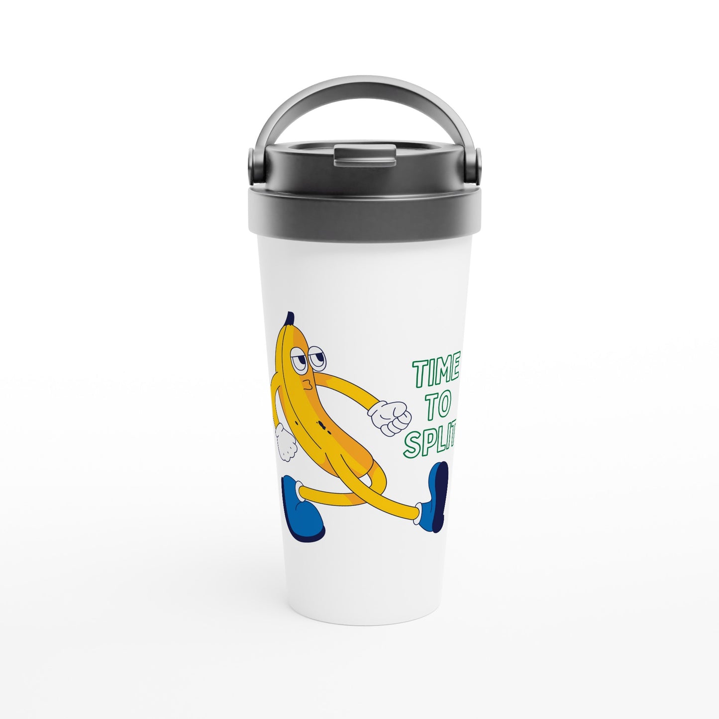 Banana, Time To Split - White 15oz Stainless Steel Travel Mug Default Title Travel Mug food Globally Fulfilled