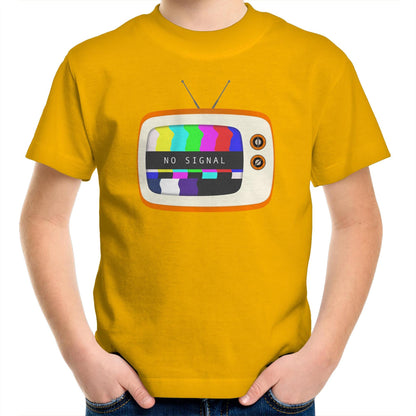 Retro Television, No Signal - Kids Youth T-Shirt Gold Kids Youth T-shirt Retro