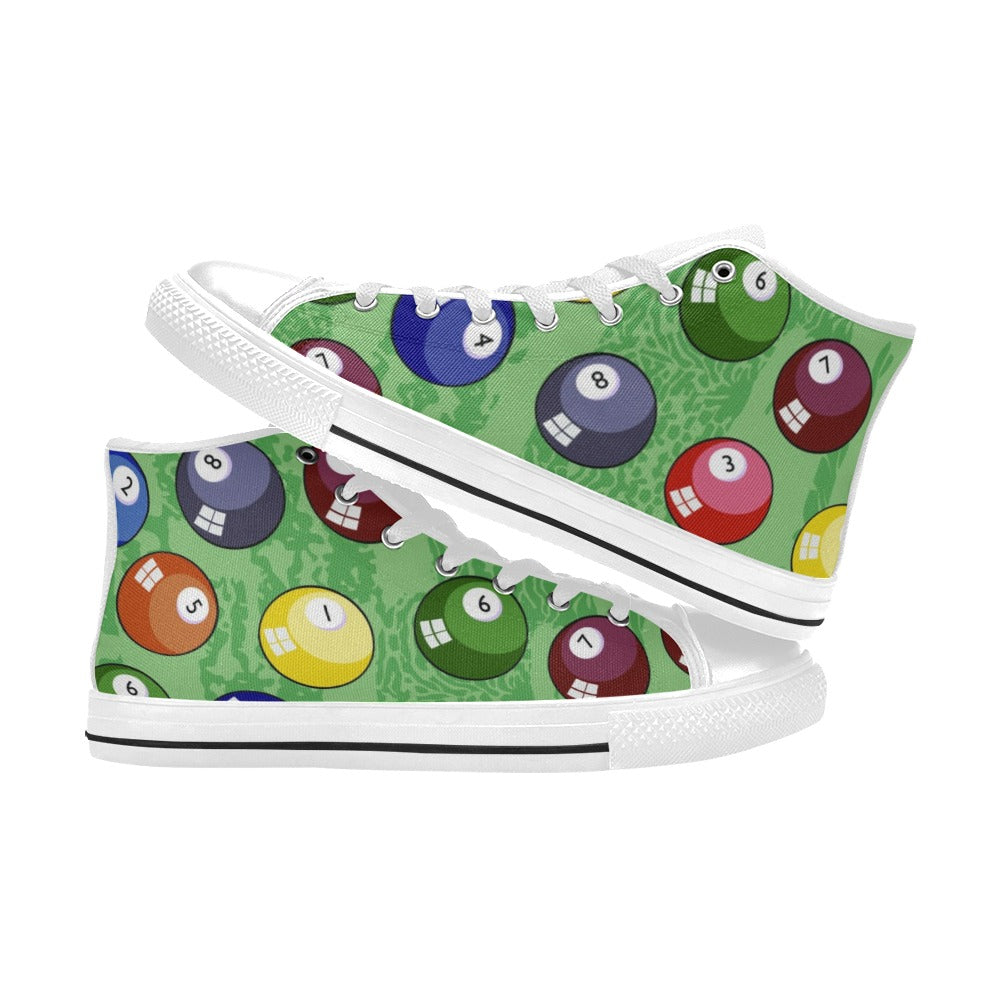 Pool Balls - Men's High Top Canvas Shoes