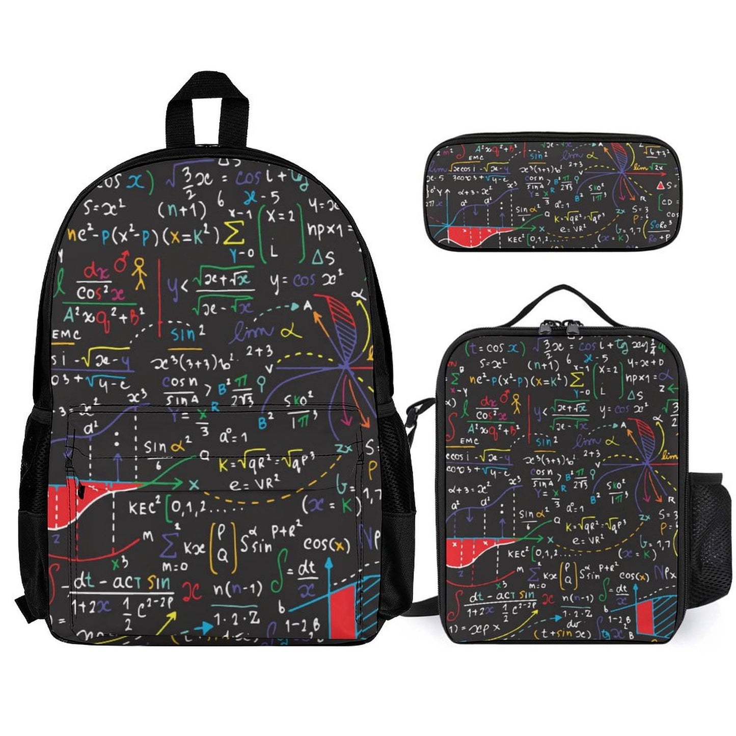 Colourful Maths Equations - School Backpack Three Piece Set