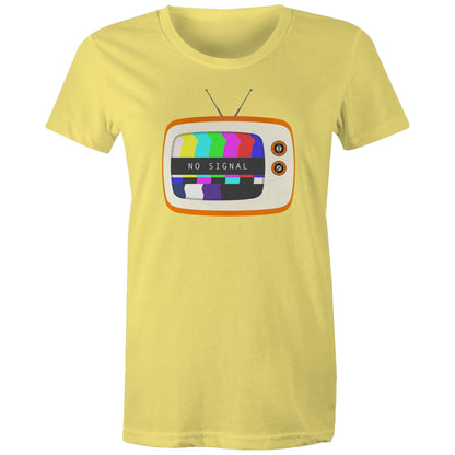 Retro Television, No Signal - Womens T-shirt Yellow Womens T-shirt Retro
